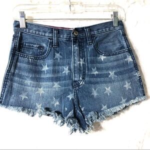 Hollister star print jean shorts jorts denim raw